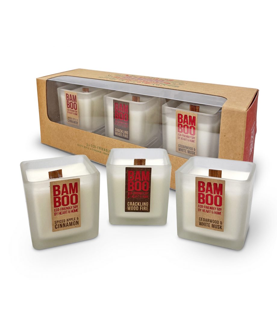 3 x Mini Candle Gift Set - Bamboo Gift Set