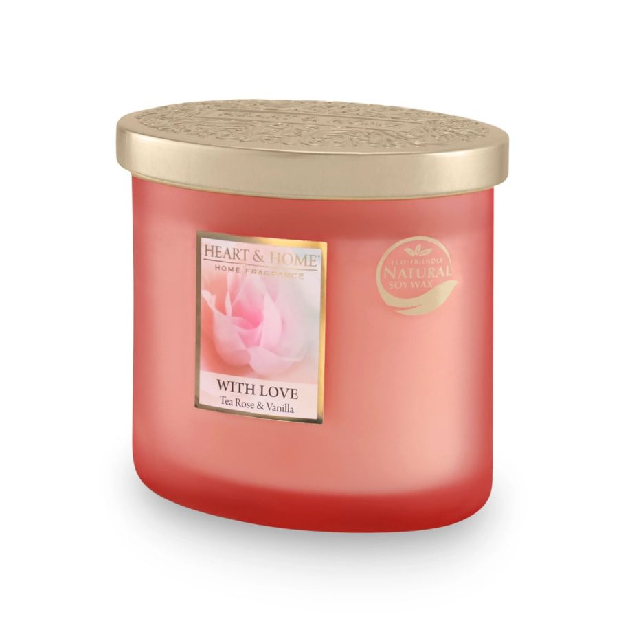 With Love Tea Rose & Vanilla - 2 Wick Ellipse Wick Candle