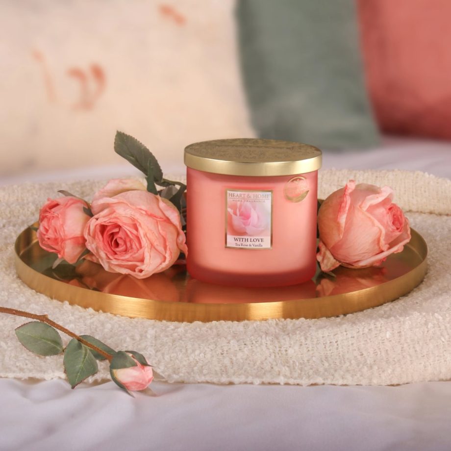 With Love Tea Rose & Vanilla - 2 Wick Ellipse Wick Candle